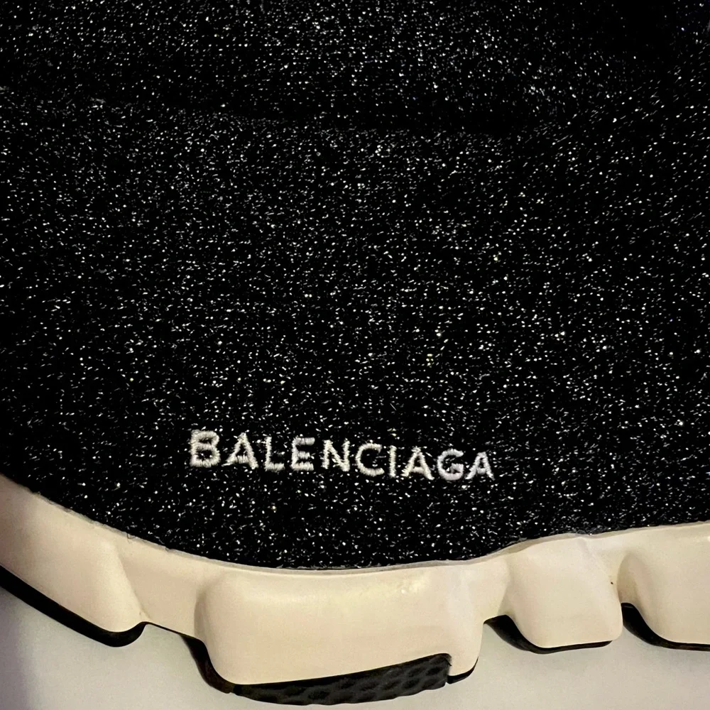 Balenciaga Women Speed Sock Trainer Black Sparkle Runner Sneakers - Picture 5 of 6